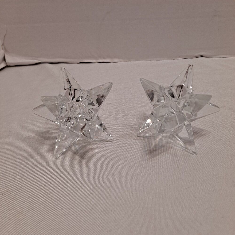 Vintage Star Candle Holder 9 Point Glass Christmas Holiday Made In Taiwan